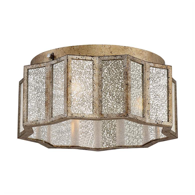 Image 4 Quoizel Shrine 16" Wide Aged Gold Mercury Glass Ceiling Light more views