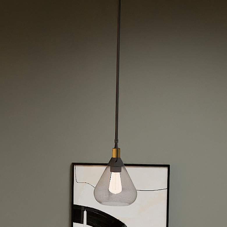 Image 1 Quoizel Singh 8" Wide 1-Light Matte Black and Water Glass Mini Pendant