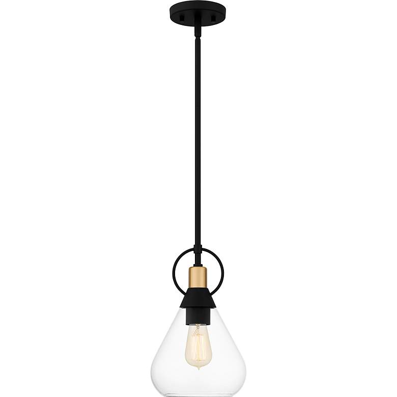 Image 5 Quoizel Singh 8" Wide 1-Light Matte Black and Water Glass Mini Pendant more views
