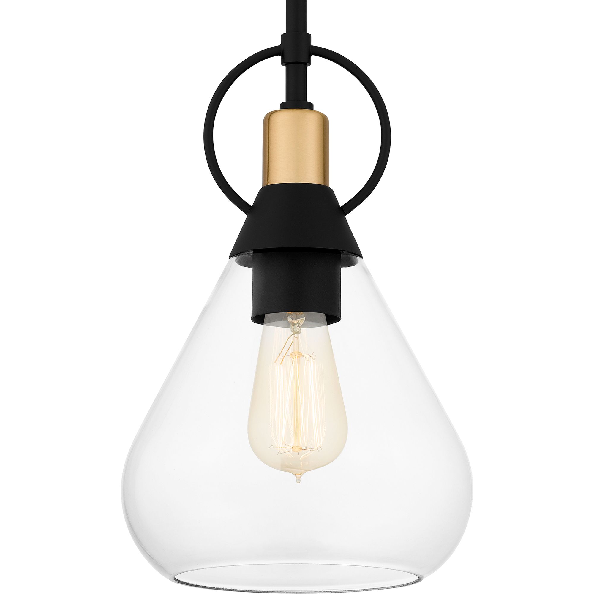 Quoizel Singh 8" Wide 1-Light Matte Black and Water Glass Mini Pendant