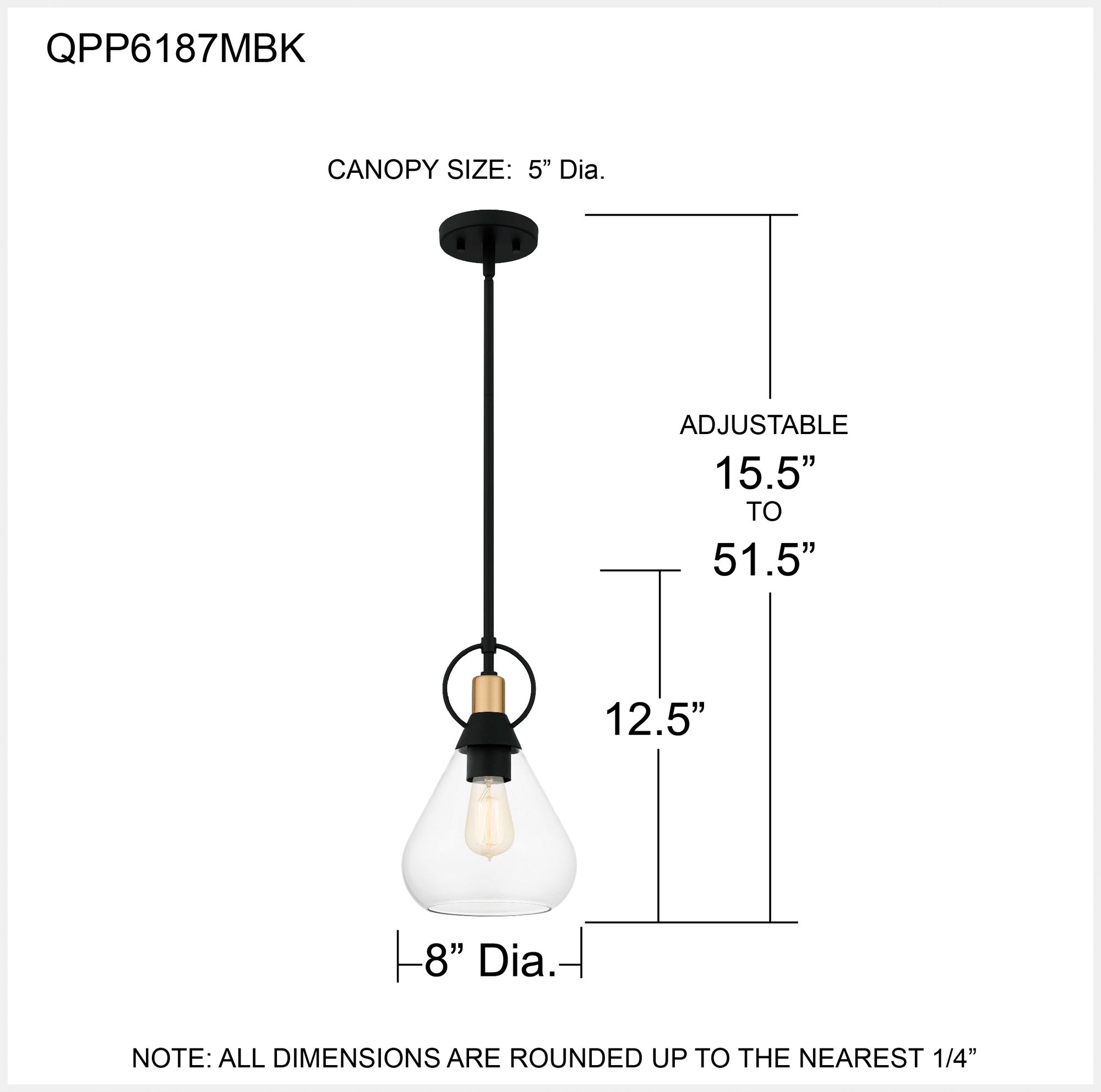 Quoizel Singh 8" Wide 1-Light Matte Black and Water Glass Mini Pendant