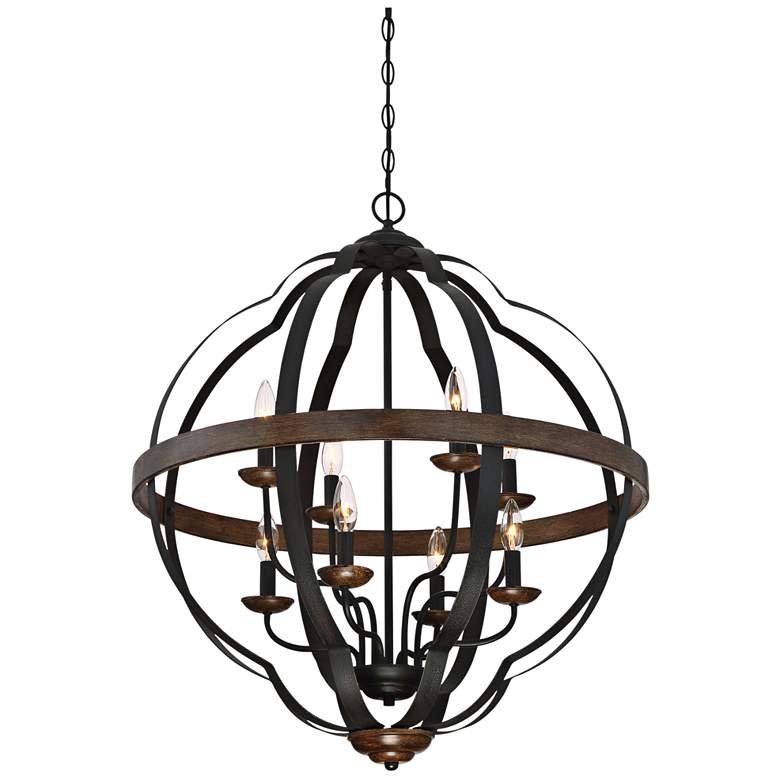 Image 3 Quoizel Siren 28"W 8-Light Black Metal Cage Foyer Chandelier more views