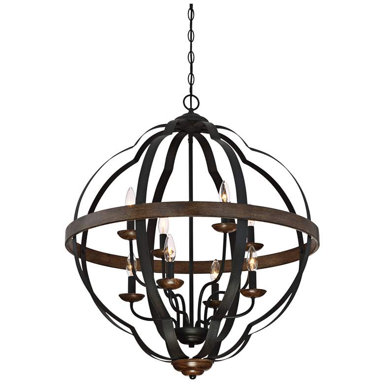 Image 3 Quoizel Siren 28 inchW 8-Light Black Metal Cage Foyer Chandelier more views