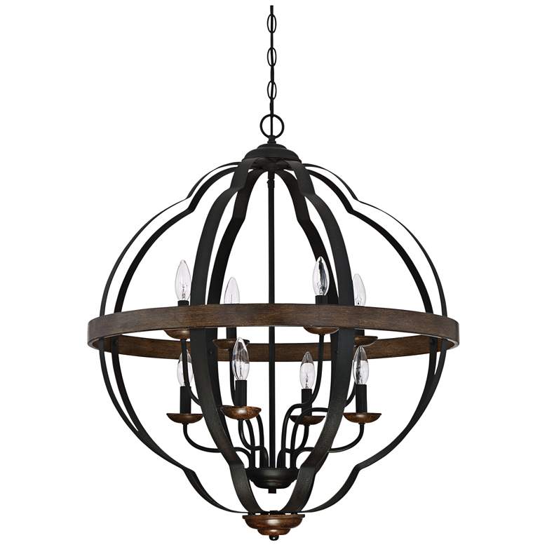Image 4 Quoizel Siren 28"W 8-Light Black Metal Cage Foyer Chandelier more views