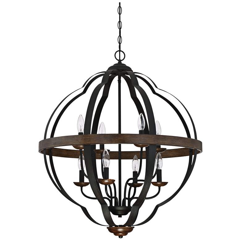 Image 4 Quoizel Siren 28 inchW 8-Light Black Metal Cage Foyer Chandelier more views