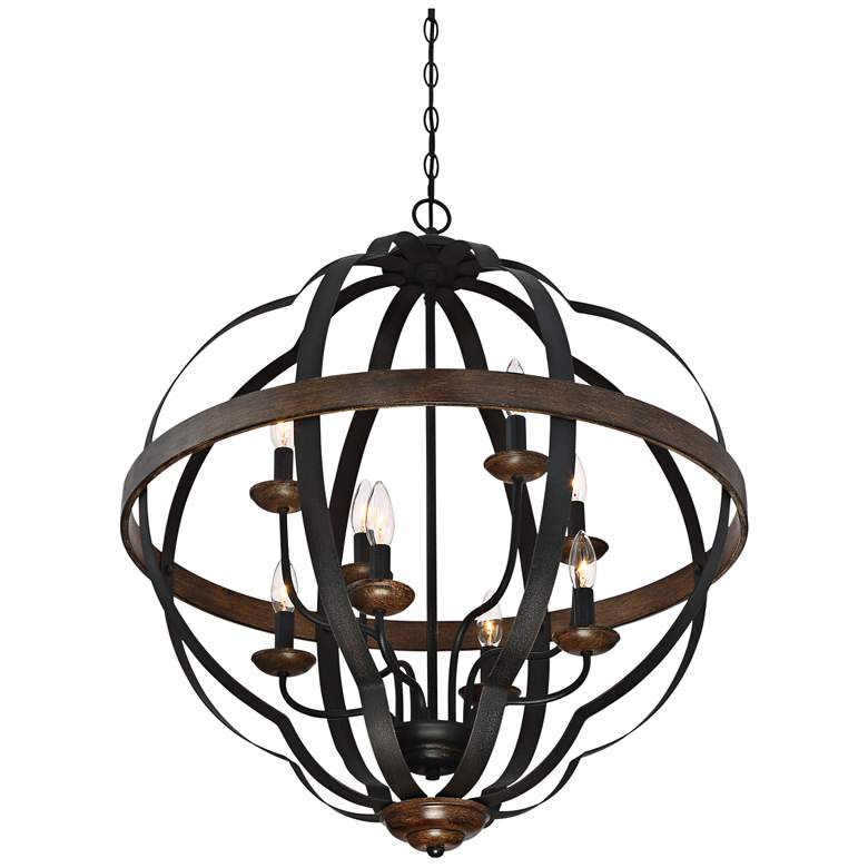 Image 5 Quoizel Siren 28 inchW 8-Light Black Metal Cage Foyer Chandelier more views