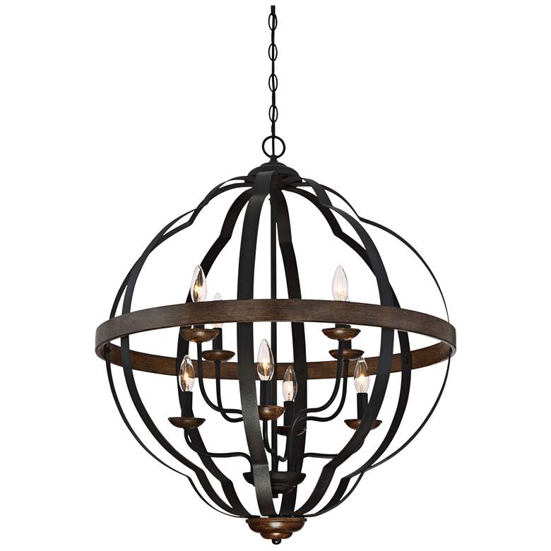 Image 6 Quoizel Siren 28 inchW 8-Light Black Metal Cage Foyer Chandelier more views