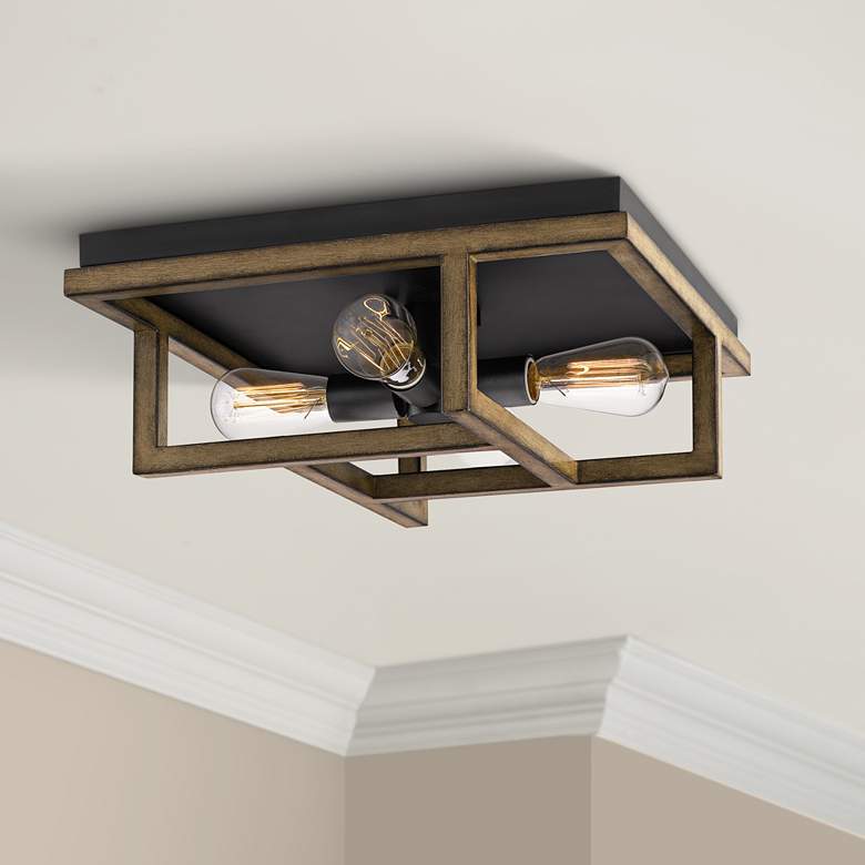 Image 1 Quoizel Spencer 16" Wide Aged Walnut 4-Light Ceiling Light