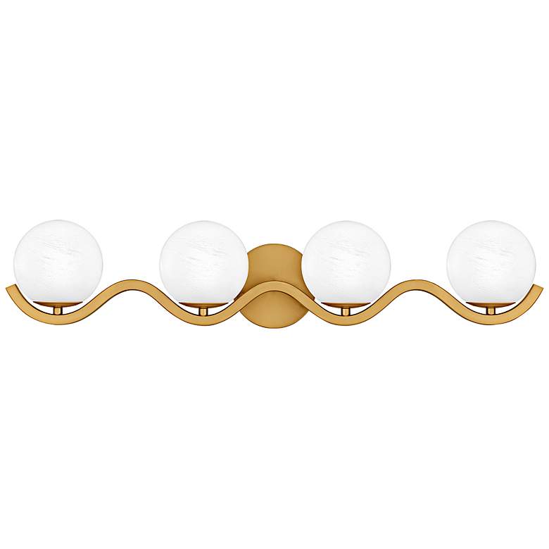 Image 1 Quoizel Spherical 30 3/4" Wide Aged Brass 4-Light Bath Light
