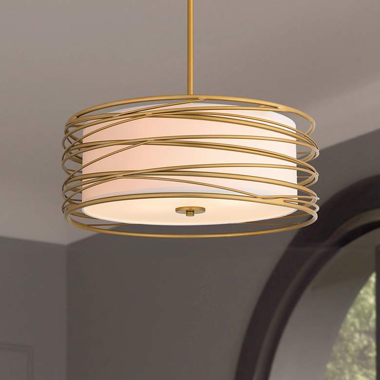 Image 1 Quoizel Spiral 20" Wide Light Gold Drum Pendant Light
