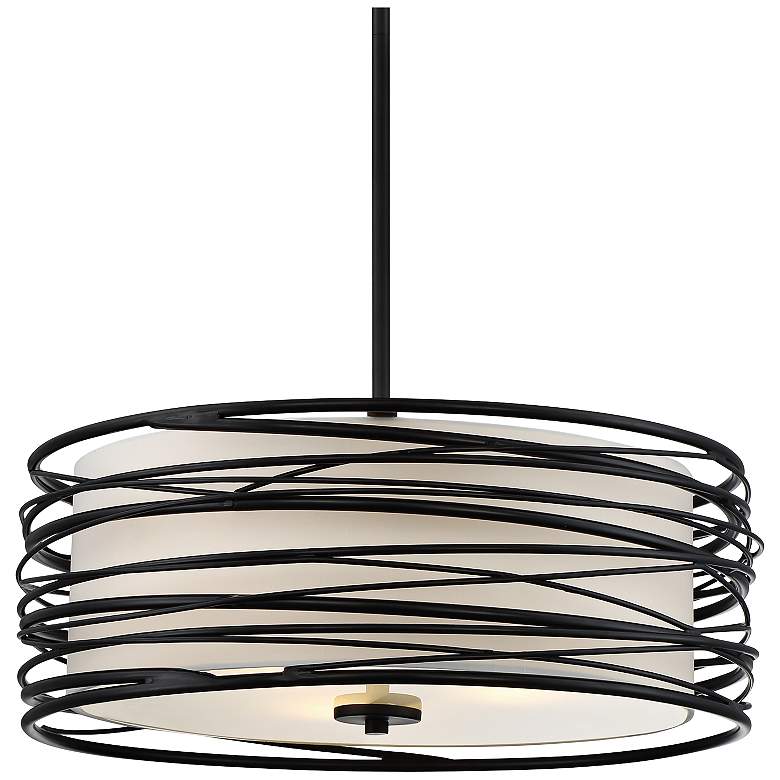 Image 2 Quoizel Spiral 20" Wide Mystic Black and White Drum Pendant Light