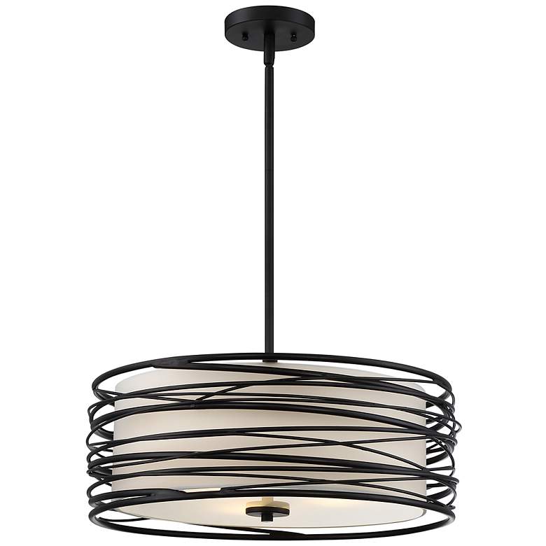 Image 2 Quoizel Spiral 20" Wide Mystic Black and White Drum Pendant Light
