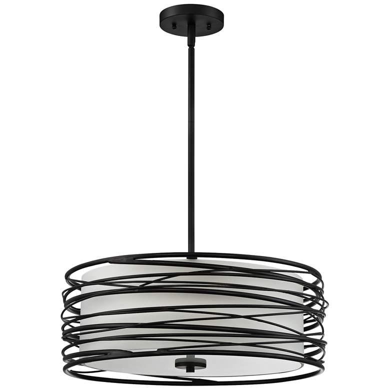 Image 3 Quoizel Spiral 20" Wide Mystic Black and White Drum Pendant Light more views