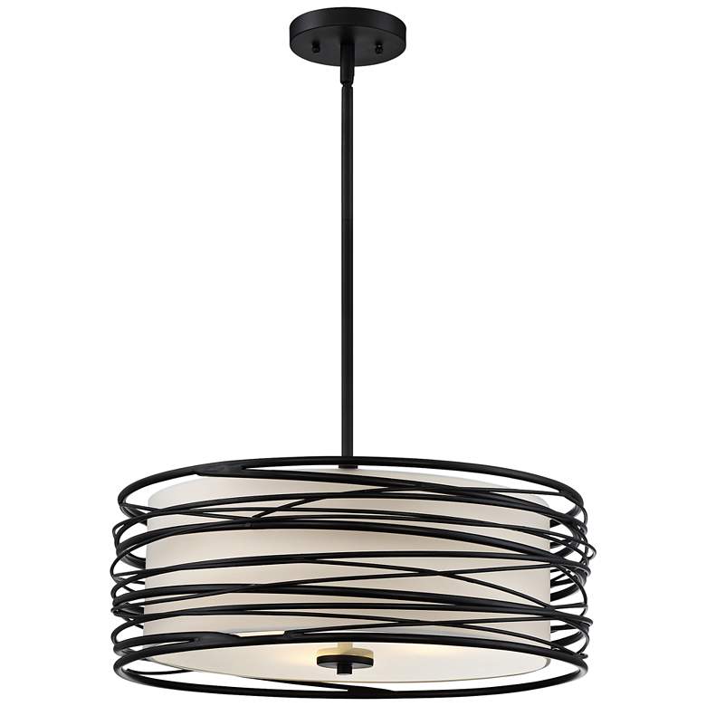 Image 4 Quoizel Spiral 20" Wide Mystic Black and White Drum Pendant Light more views