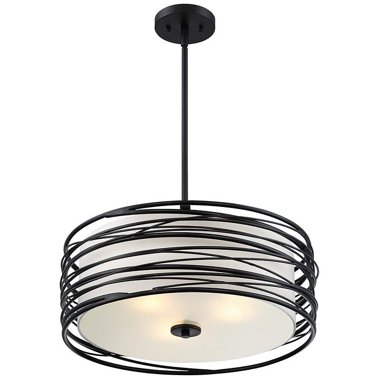 Image 4 Quoizel Spiral 20 inch Wide Mystic Black and White Drum Pendant Light more views