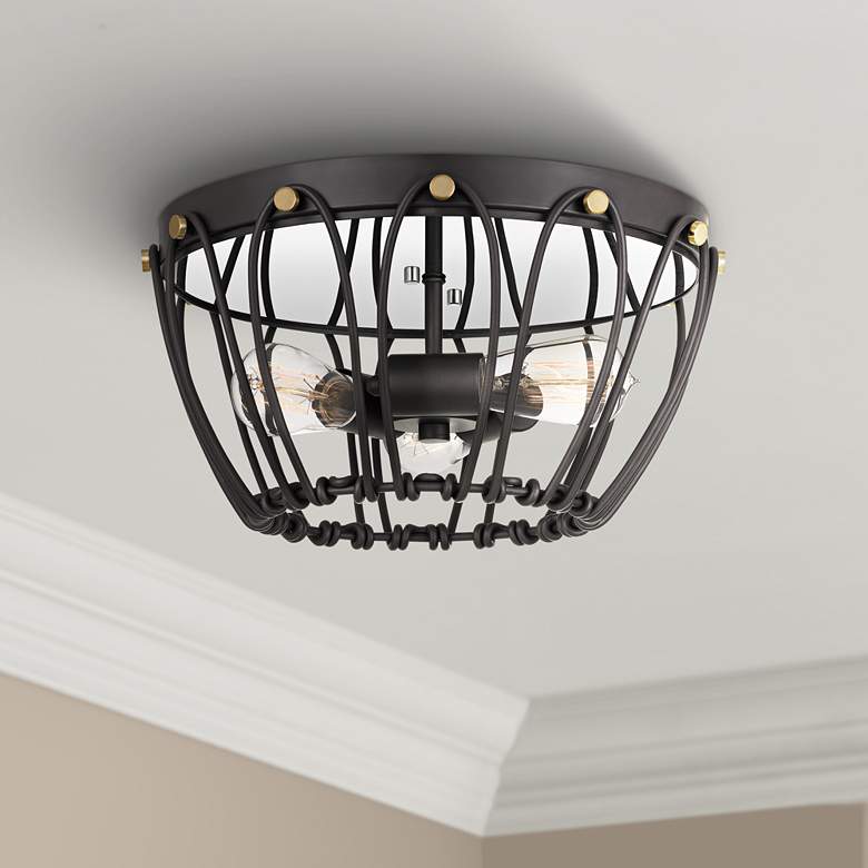 Image 1 Quoizel Springer 15" Wide Western Bronze Ceiling Light
