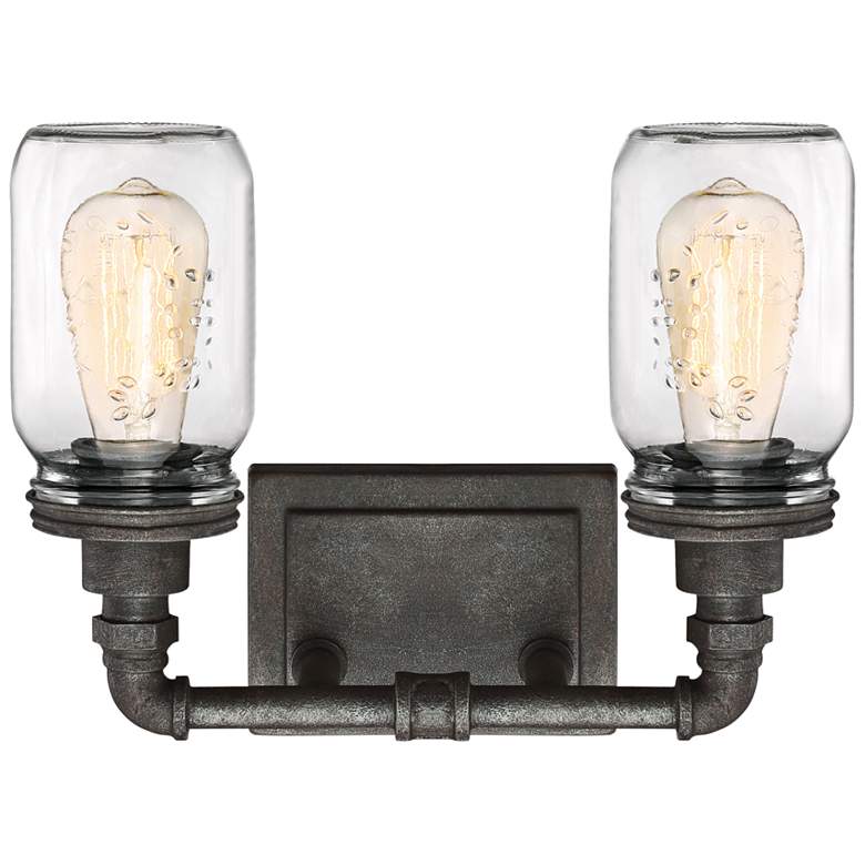 Image 2 Quoizel Squire 11 inch High Rustic Black 2-Light Wall Sconce more views