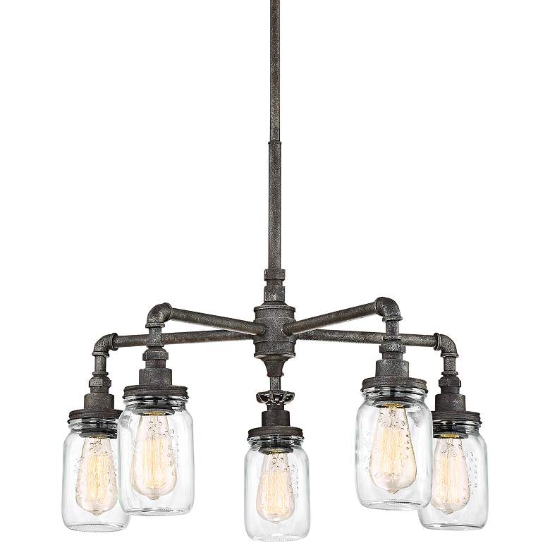 Image 2 Quoizel Squire 26 inch Wide Rustic Black 5-Light Chandelier