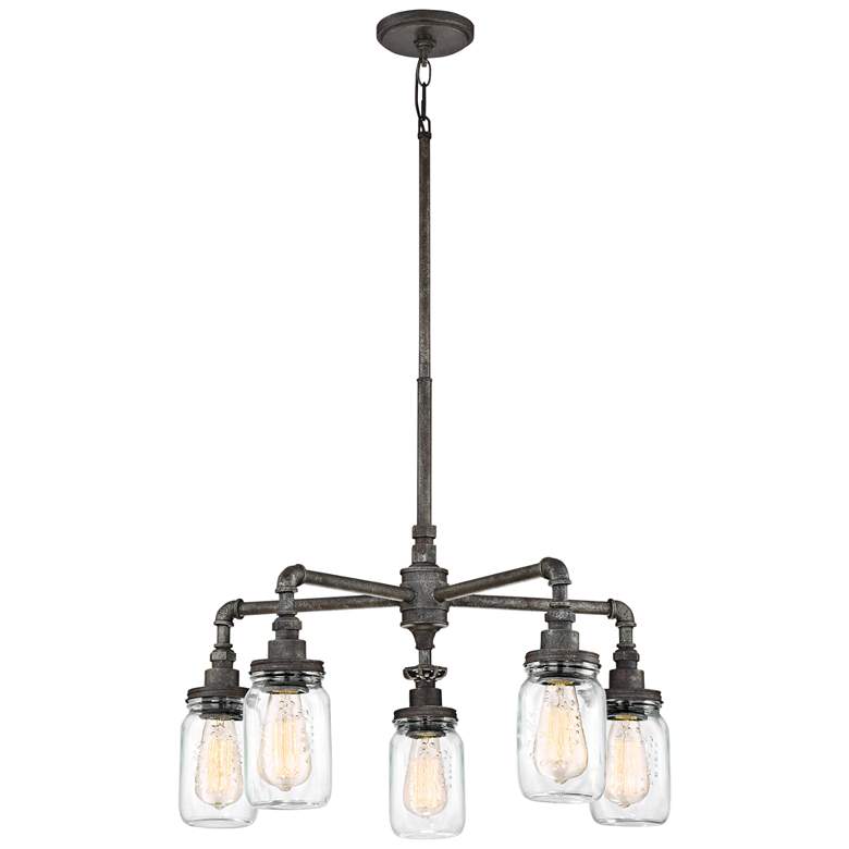 Image 3 Quoizel Squire 26 inch Wide Rustic Black 5-Light Chandelier more views