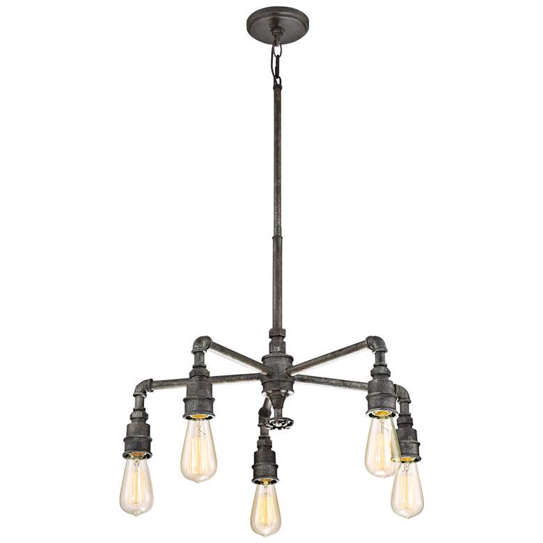 Image 5 Quoizel Squire 26 inch Wide Rustic Black 5-Light Chandelier more views
