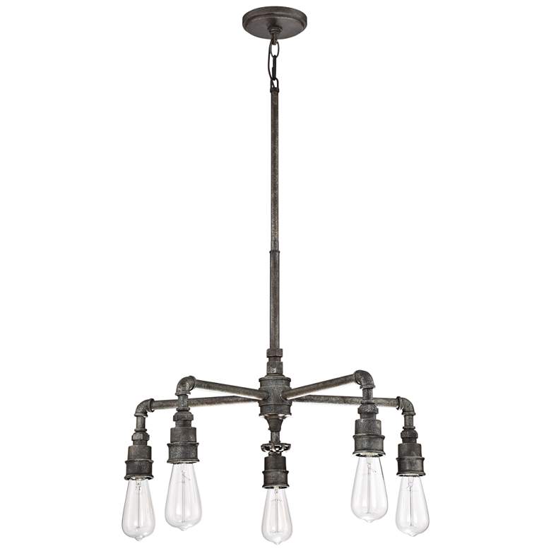 Image 6 Quoizel Squire 26 inch Wide Rustic Black 5-Light Chandelier more views