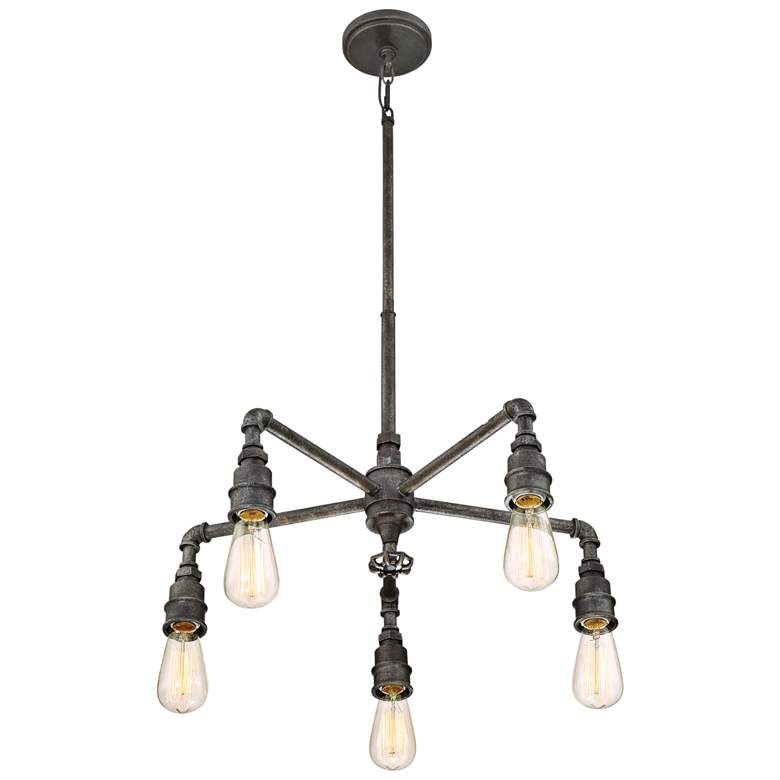 Image 7 Quoizel Squire 26 inch Wide Rustic Black 5-Light Chandelier more views
