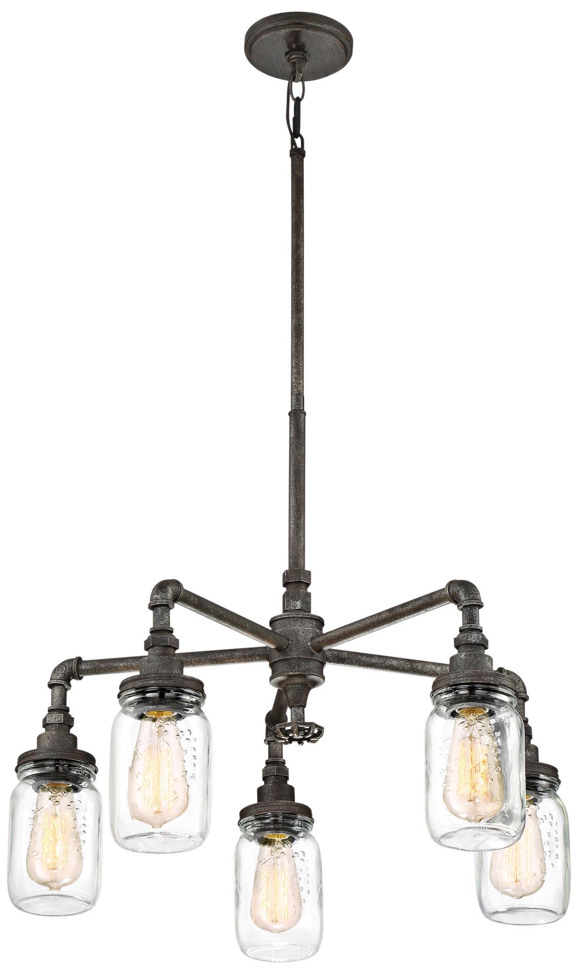 Quoizel Squire 26" Wide Rustic Black 5-Light Chandelier