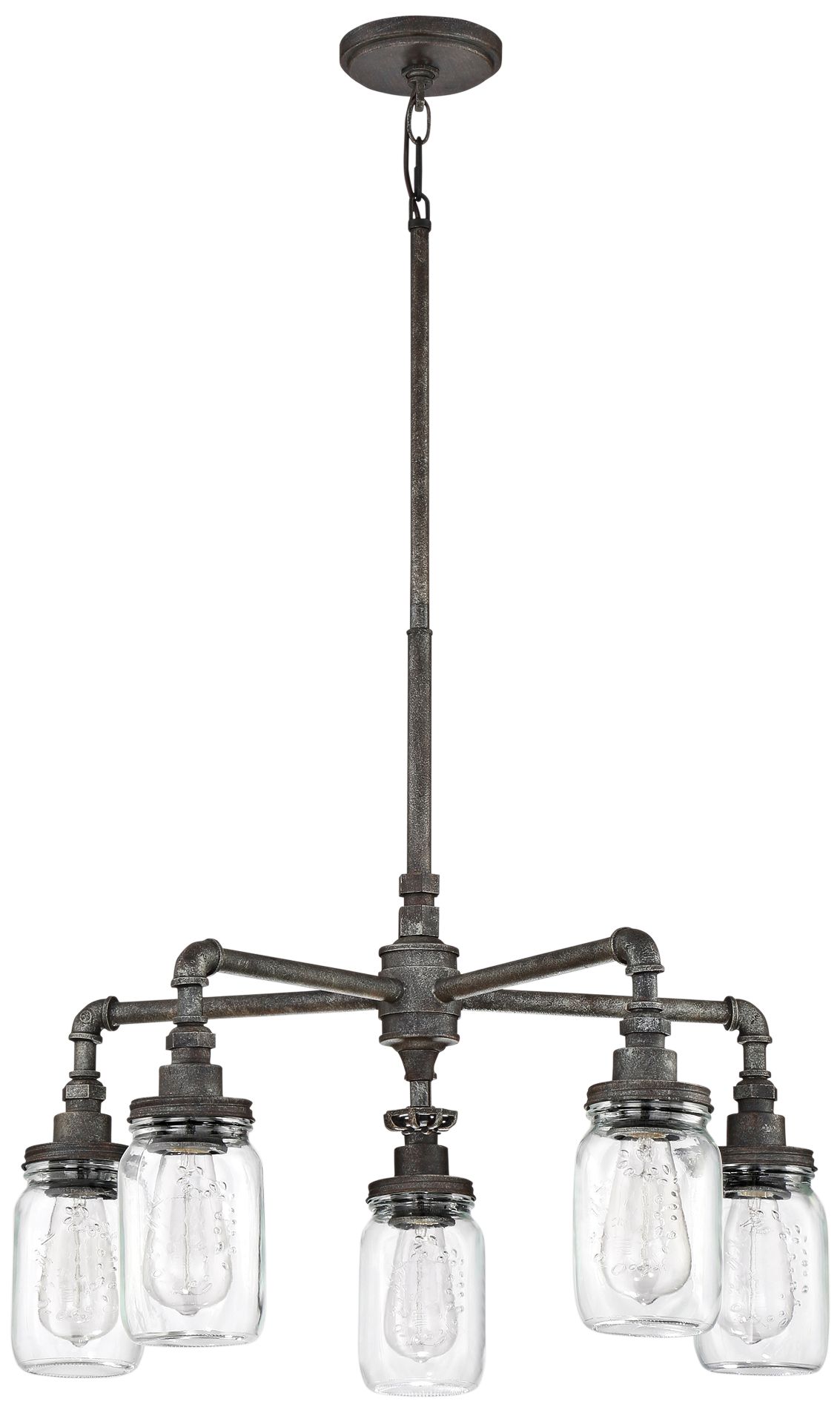 Quoizel Squire 26" Wide Rustic Black 5-Light Chandelier
