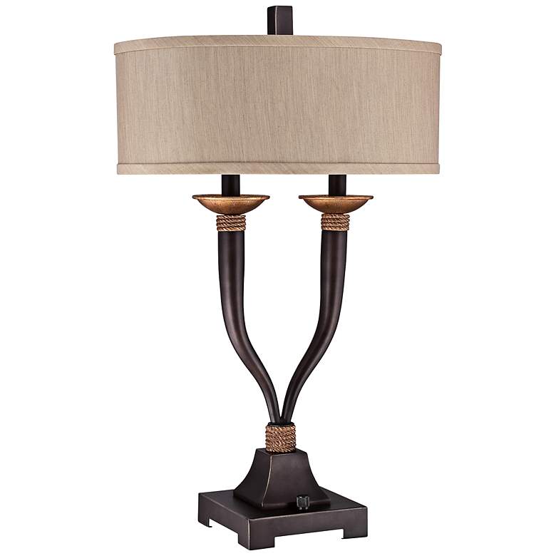 Image 1 Quoizel Squire Espresso Bronze 2-Light Table Lamp