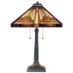 Quoizel Stephen 23" Vintage Mission Bronze Tiffany-Style Table Lamp