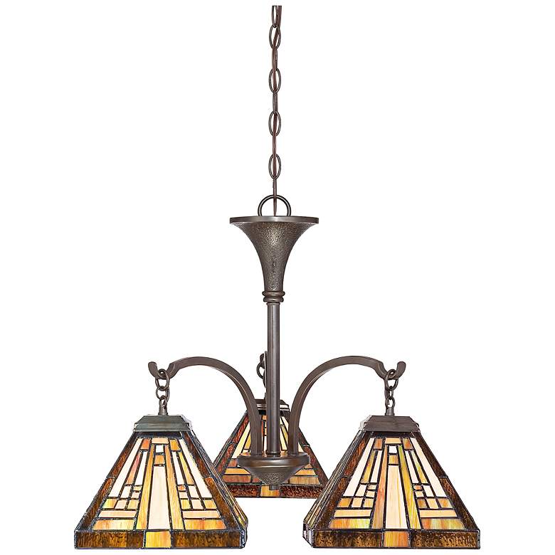 Quoizel Stephen 24&quot; Wide Tiffany-Style Glass Dinette Chandelier