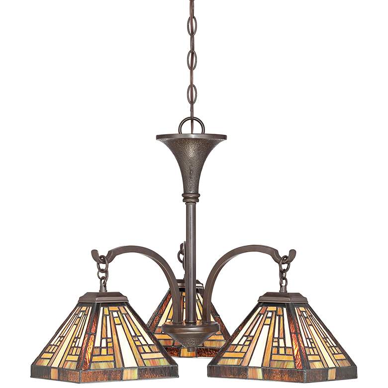 Quoizel Stephen 24&quot; Wide Tiffany-Style Glass Dinette Chandelier more views