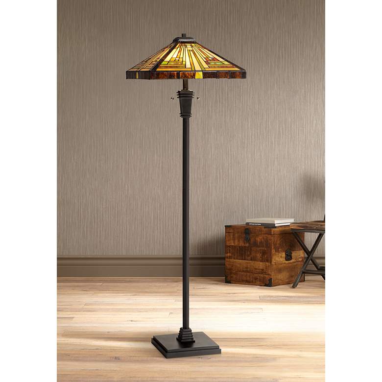 Quoizel Stephen Tiffany-Style Art Glass Floor Lamp