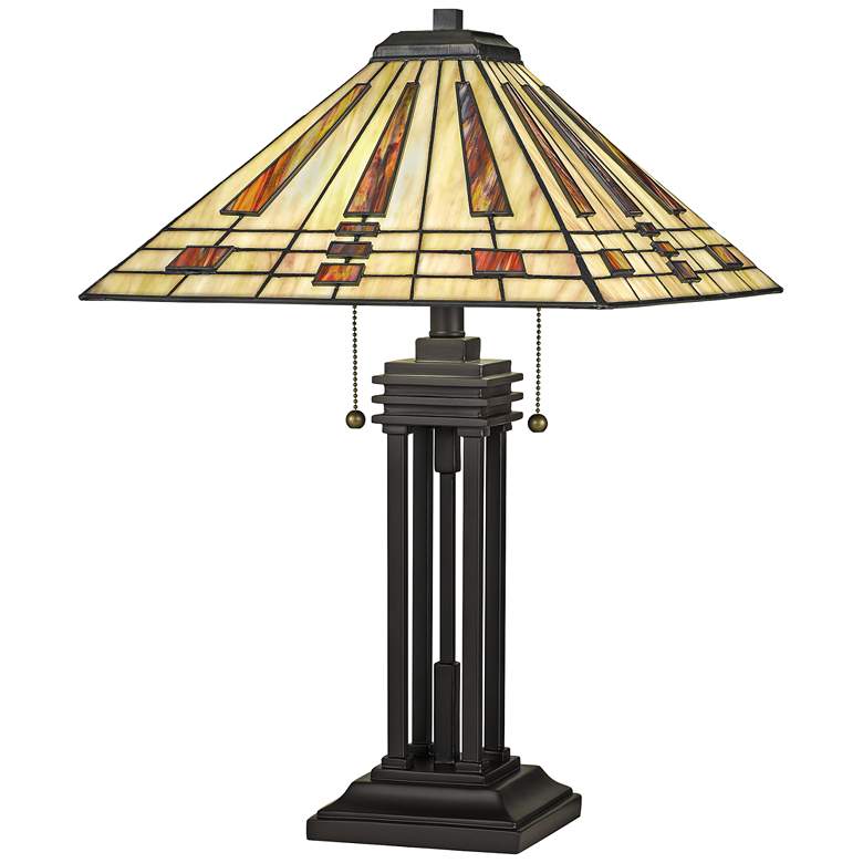 Image 1 Quoizel Stevie 24 1/4" Bronze and Art Glass Tiffany-Style Table Lamp