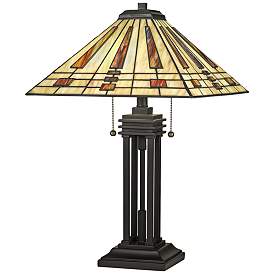 Image1 of Quoizel Stevie 24 1/4" Bronze and Art Glass Tiffany-Style Table Lamp