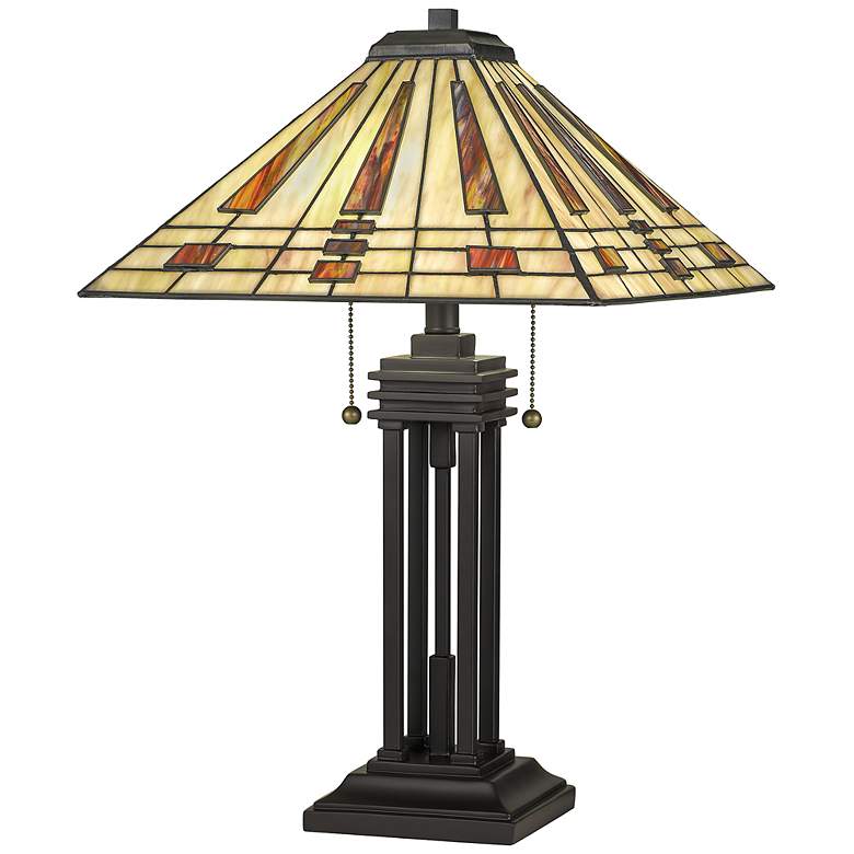 Image 1 Quoizel Stevie 24 1/4" Bronze and Art Glass Tiffany-Style Table Lamp