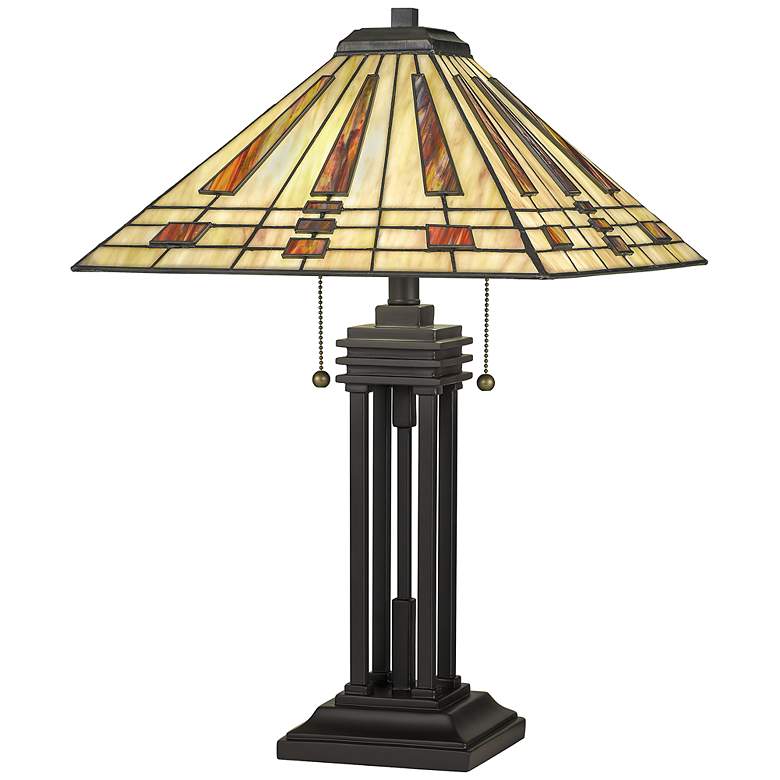 Image 1 Quoizel Stevie 24 1/4 inch Bronze and Art Glass Tiffany-Style Table Lamp