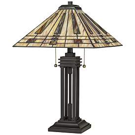 Image2 of Quoizel Stevie 24 1/4" Bronze and Art Glass Tiffany-Style Table Lamp more views