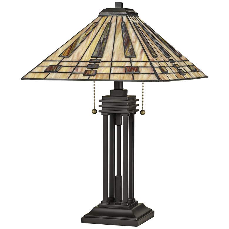 Image 2 Quoizel Stevie 24 1/4 inch Bronze and Art Glass Tiffany-Style Table Lamp more views