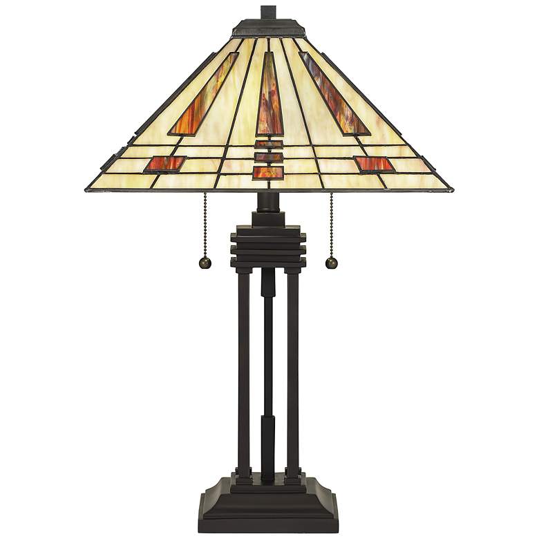 Image 2 Quoizel Stevie 24 1/4 inch Bronze and Art Glass Tiffany-Style Table Lamp more views