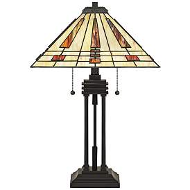Image3 of Quoizel Stevie 24 1/4" Bronze and Art Glass Tiffany-Style Table Lamp more views