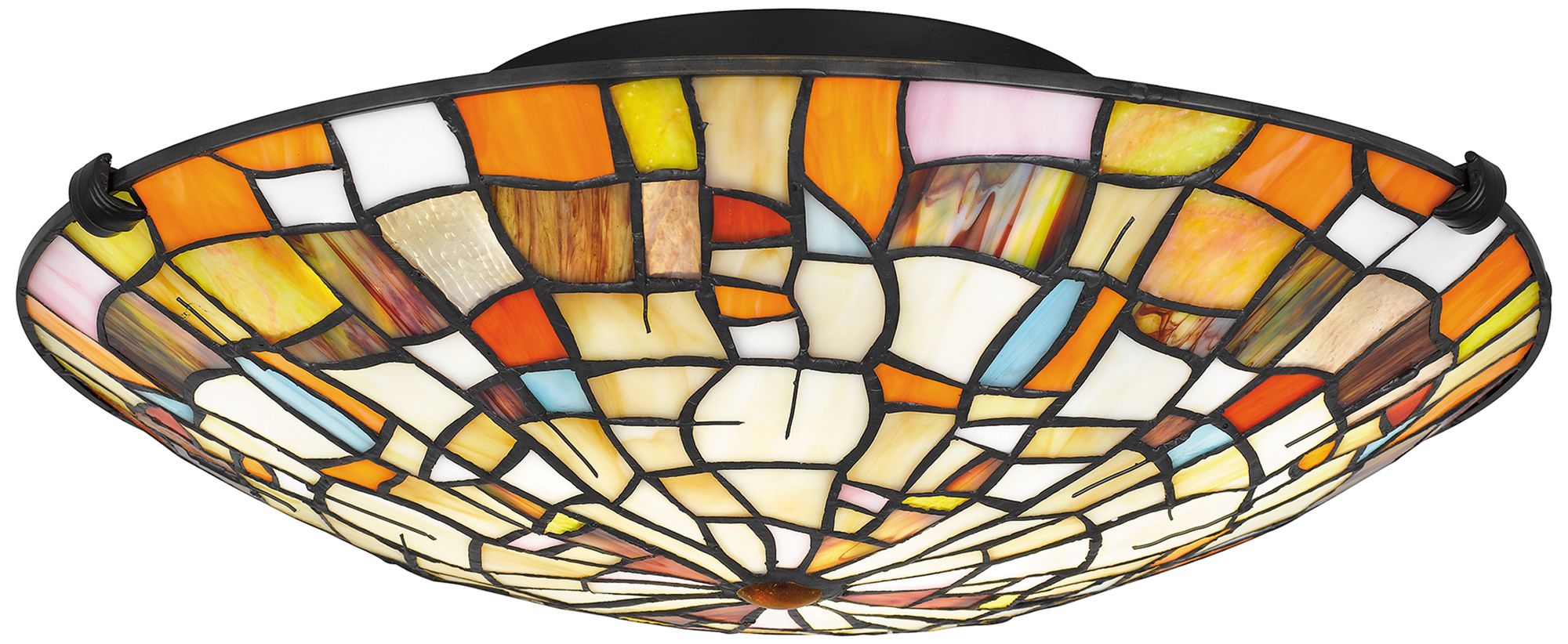 Quoizel Stinson 16 1/2"W Black Tiffany Glass Ceiling Light