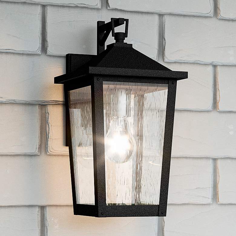 Image 1 Quoizel Stoneleigh 13 1/4 inch High Mottled Black Outdoor Wall Light