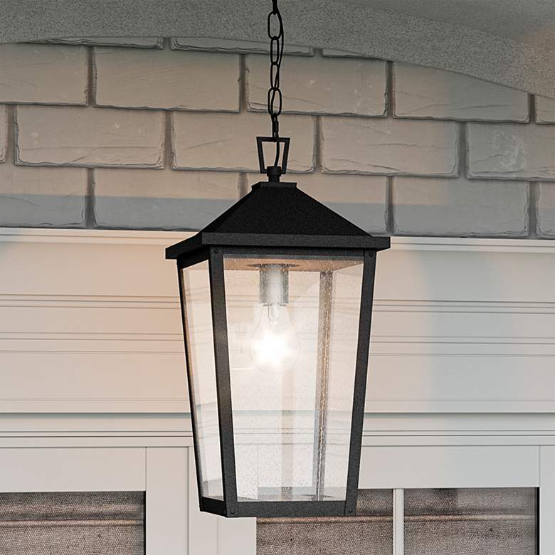 Image 1 Quoizel Stoneleigh 18 3/4 inch High Mottled Black Outdoor Hanging Light