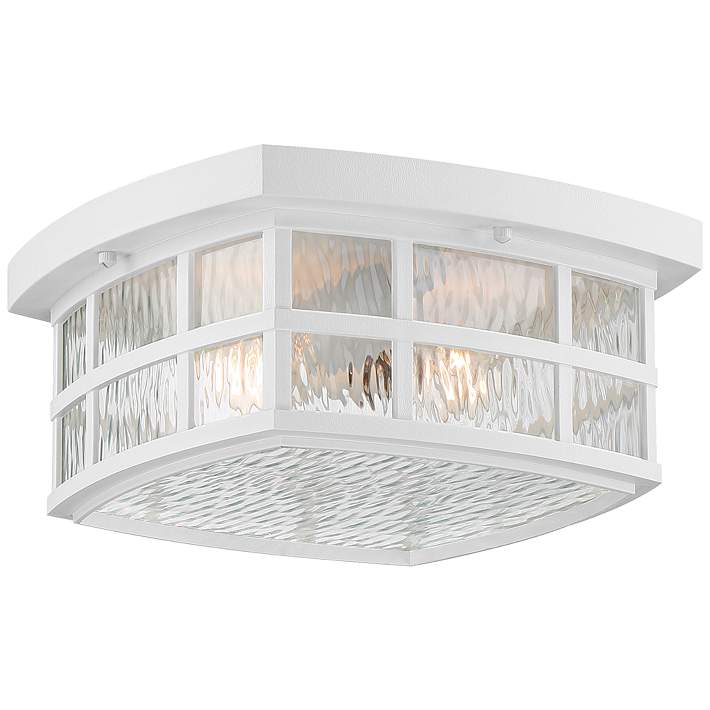 Quoizel Stonington 12-in W Fresco Outdoor Flush Mount Light Quoizel Stonington 12-in W Fresco Outdoor Flush Mount Light