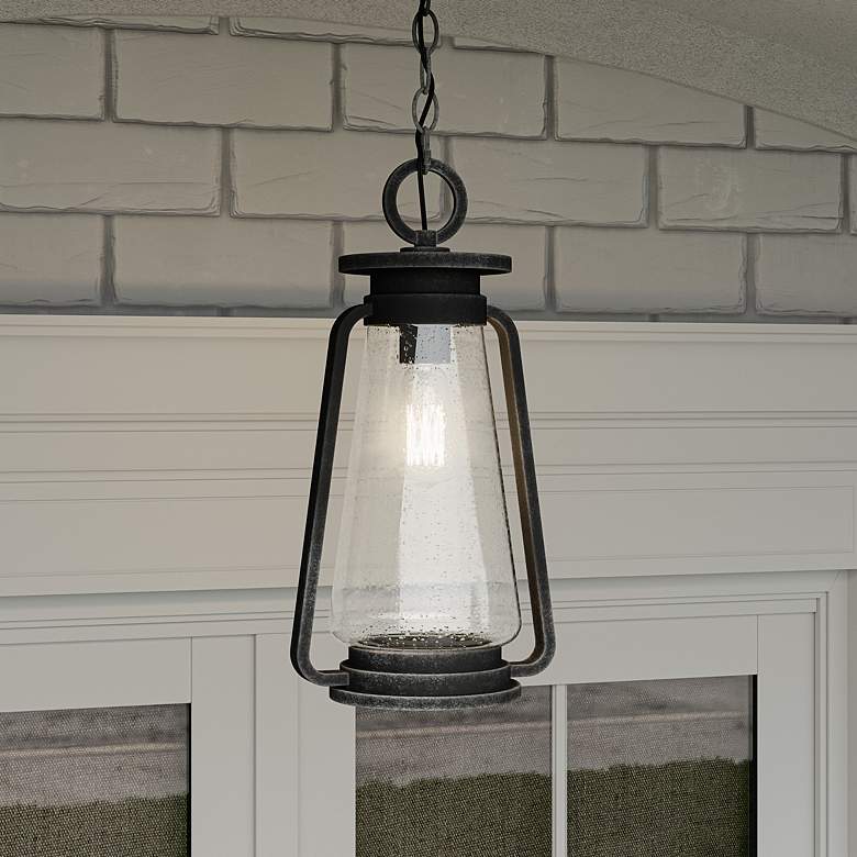 Quoizel Sutton 17 1/4&quot; High Speckled Black Outdoor Hanging Light