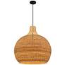1_Quoizel Sycamore 28" Matte Black and Natural Rattan Dome Pendant Light