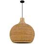 2_Quoizel Sycamore 28" Matte Black and Natural Rattan Dome Pendant Light more views
