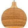 5_Quoizel Sycamore 28" Matte Black and Natural Rattan Dome Pendant Light more views