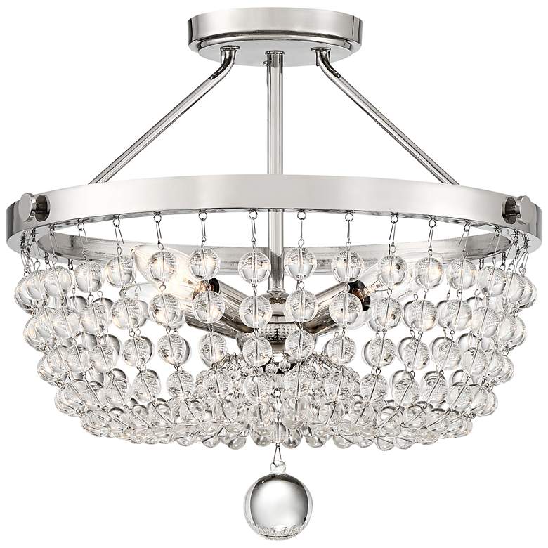 Quoizel Teresa 16&quot;W Polished Nickel and Glass Ceiling Light